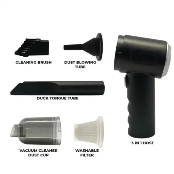 3-in-1 Cordless Handheld Vacuum Cleaner – Portable, Rechargeable, Strong Suction for Car, Home, Sofa & Office Cleaning