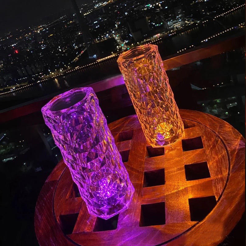 3D Crystal Rose Table Lamp – LED Diamond Night Light with Touch Control for Desktop & Bedside Decor