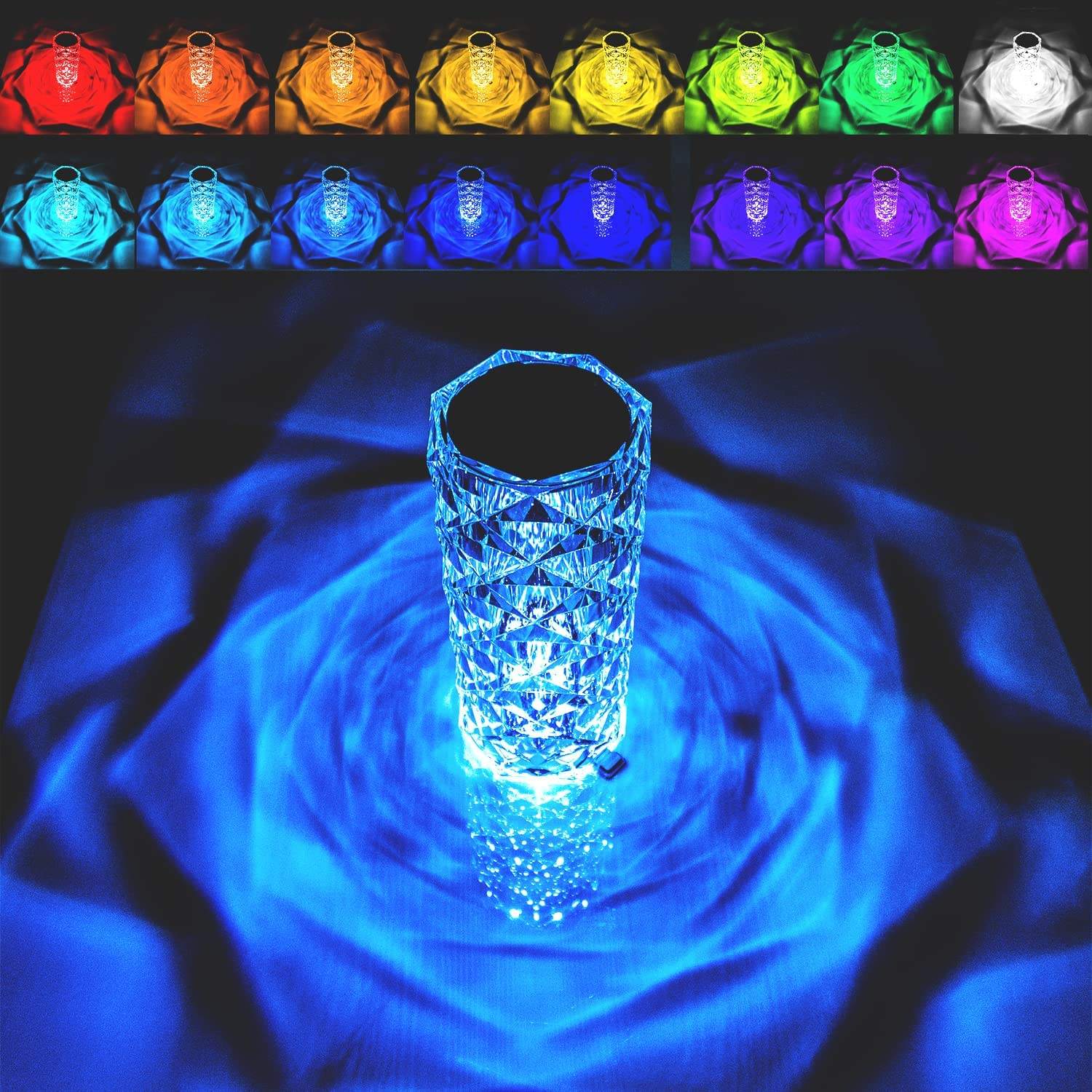3D Crystal Rose Table Lamp – LED Diamond Night Light with Touch Control for Desktop & Bedside Decor