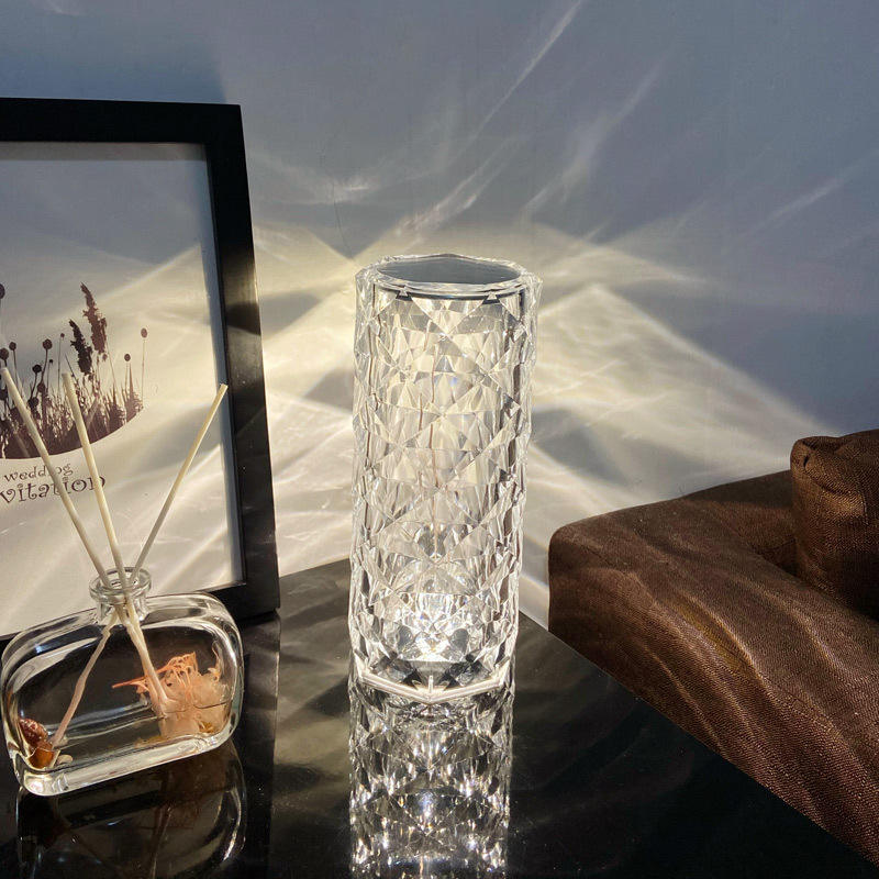 3D Crystal Rose Table Lamp – LED Diamond Night Light with Touch Control for Desktop & Bedside Decor