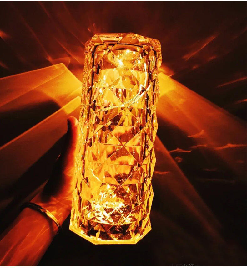 3D Crystal Rose Table Lamp – LED Diamond Night Light with Touch Control for Desktop & Bedside Decor