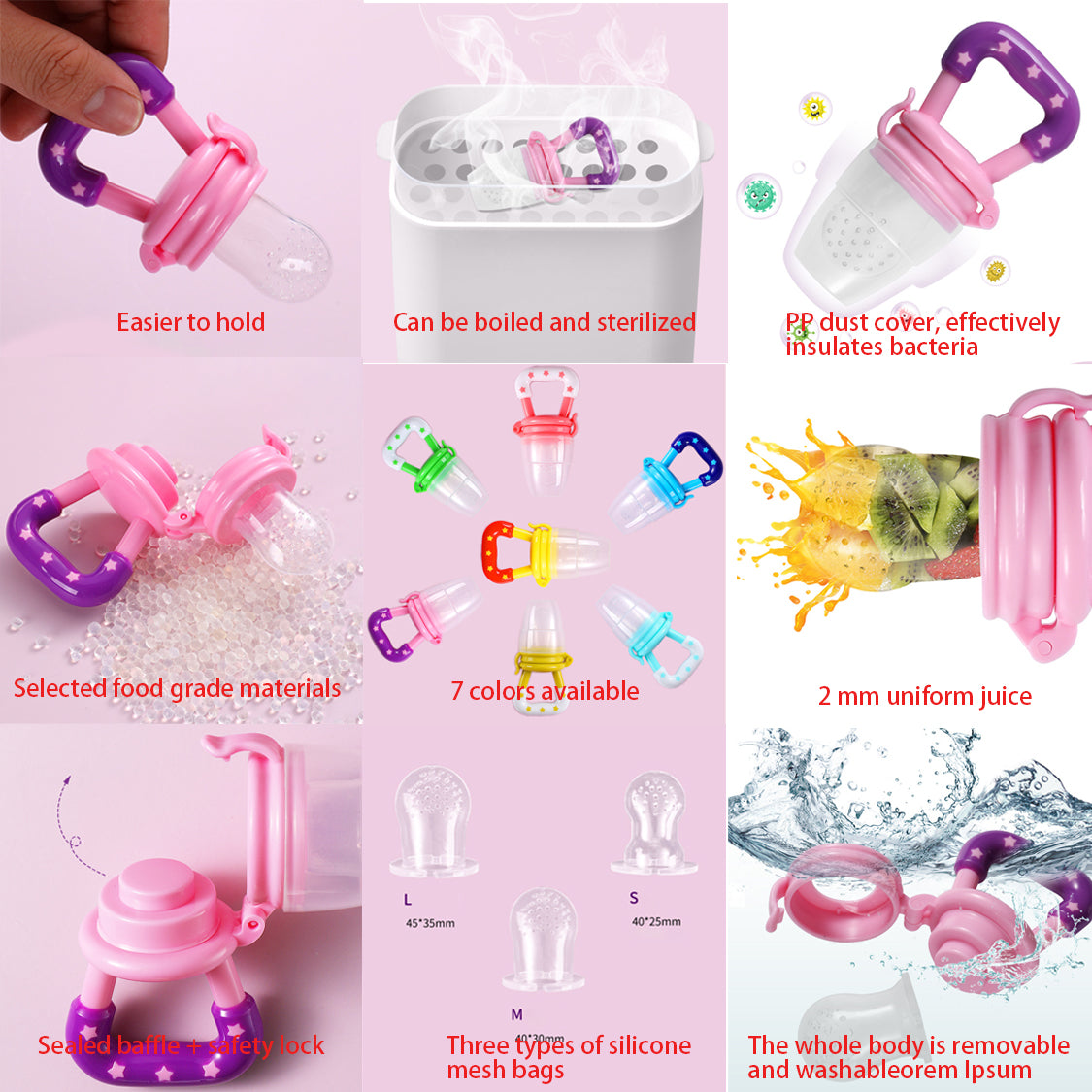 by Fruit Feeder Pacifier – Safe Silicone Teething Toy & Fresh Food Nibbler (Random Color)