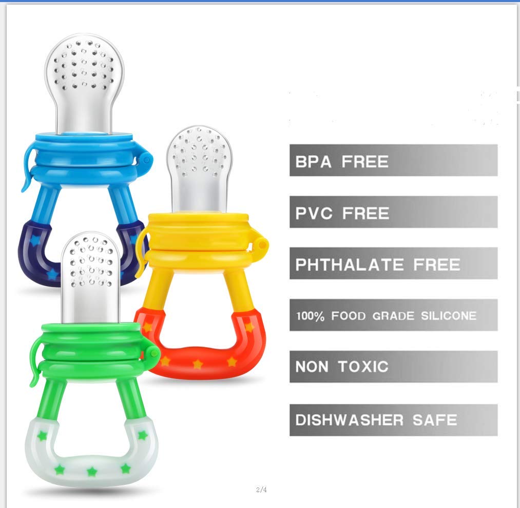 by Fruit Feeder Pacifier – Safe Silicone Teething Toy & Fresh Food Nibbler (Random Color)